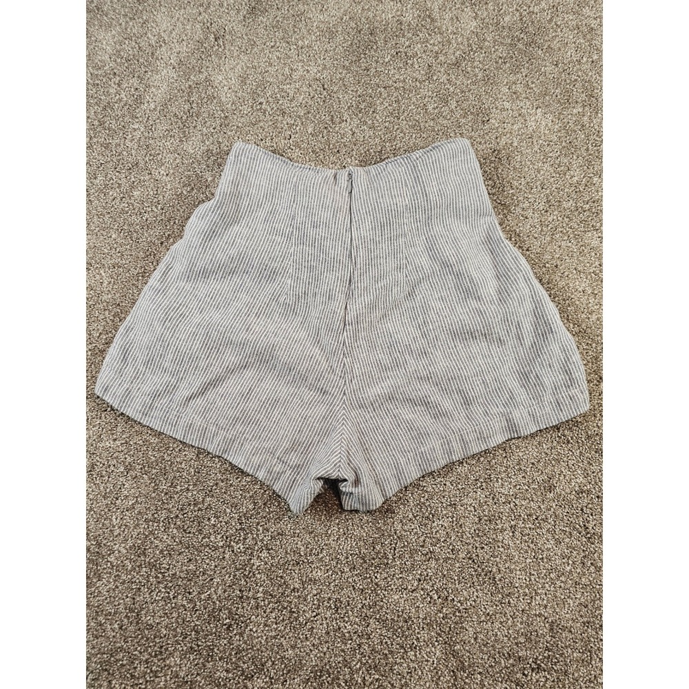 Abercrombie & Fitch Blue White Striped Paperbag Waist Linen Blend Shorts Small - Picture 2 of 7